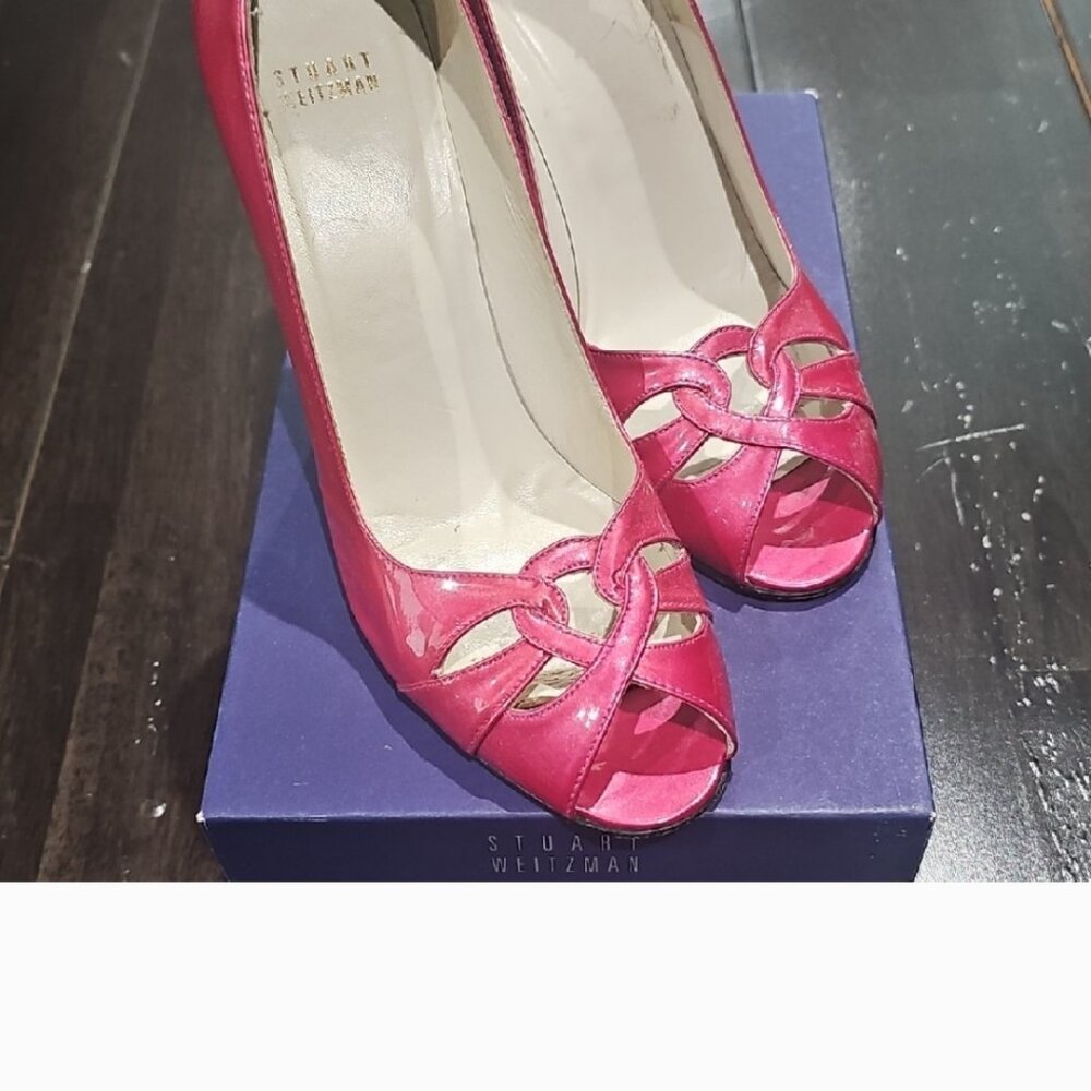 Stuart Weitzman Pink Peep Toe Heels